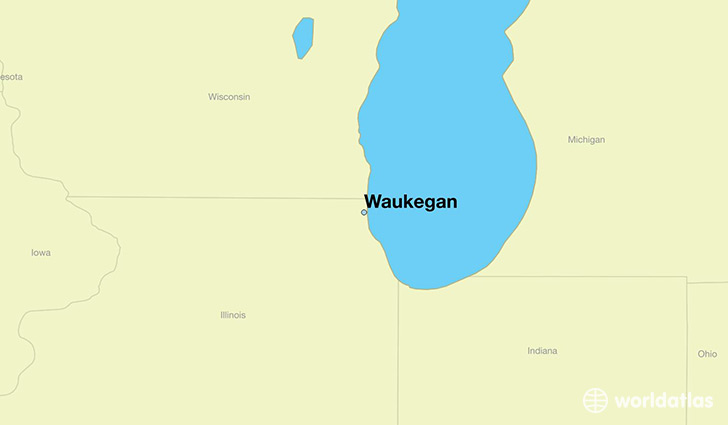 map showing the location of Waukegan