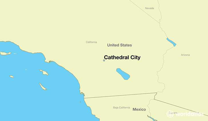 map showing the location of Cathedral City