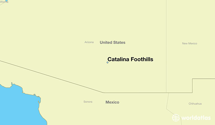 map showing the location of Catalina Foothills