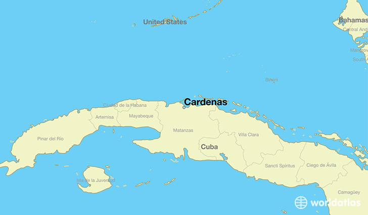 map showing the location of Cardenas