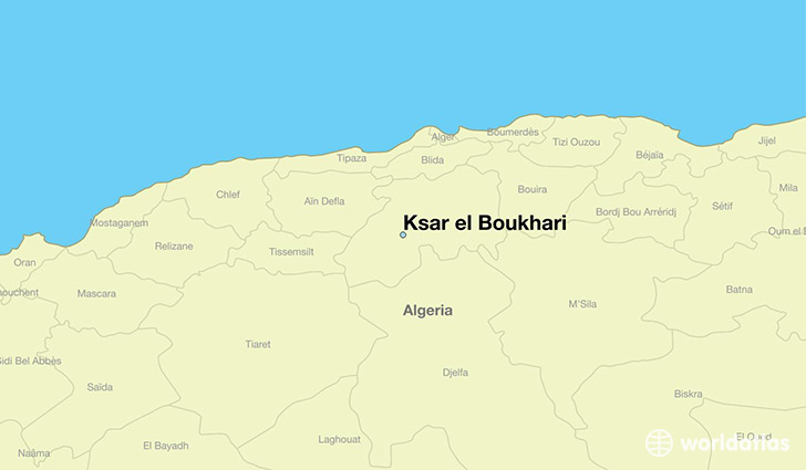 map showing the location of Ksar el Boukhari