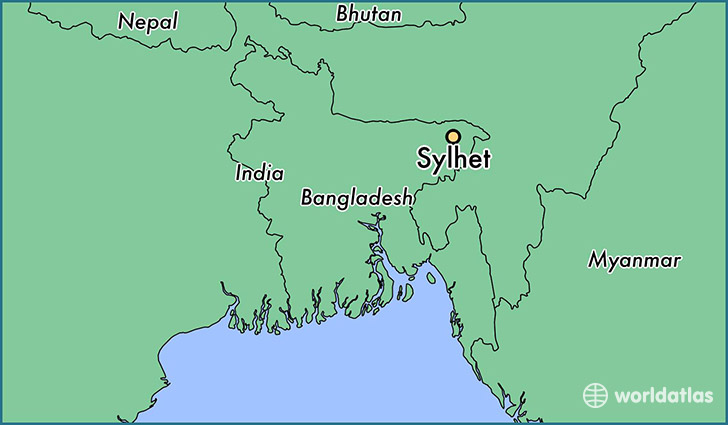 map showing the location of Sylhet