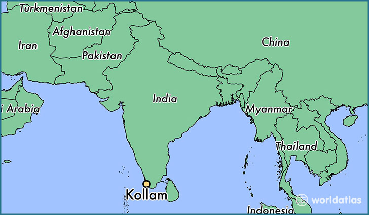 map showing the location of Kollam