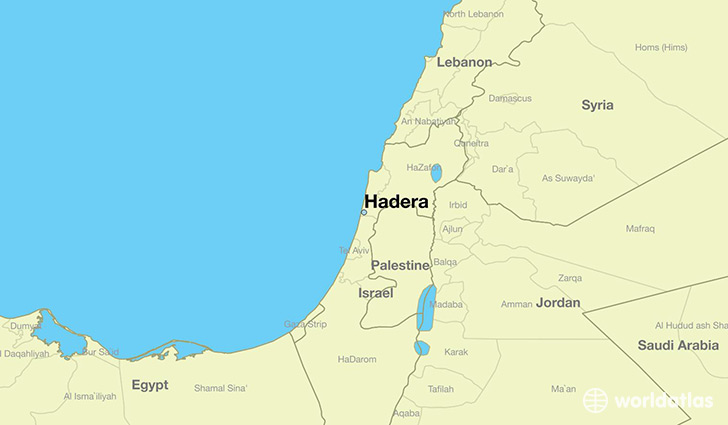 map showing the location of Hadera