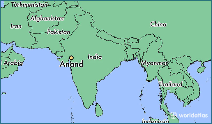 map showing the location of Anand