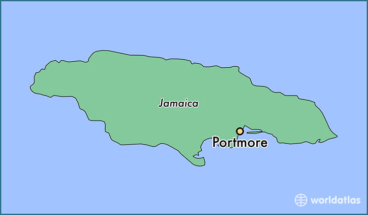 map showing the location of Portmore