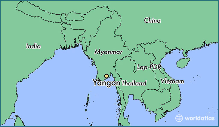 map showing the location of Yangon