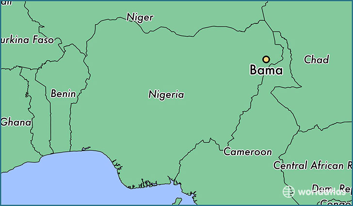 map showing the location of Bama