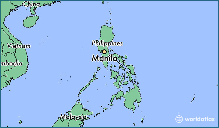 map showing the location of Manila