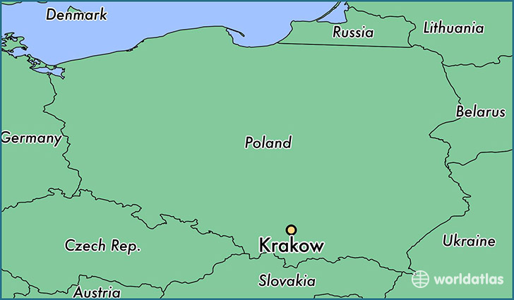 map showing the location of Krakow