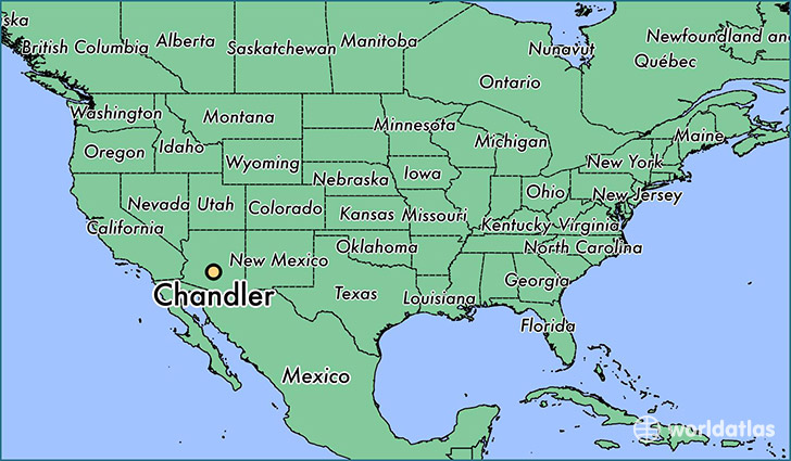 map showing the location of Chandler