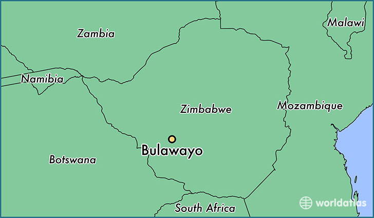 map showing the location of Bulawayo