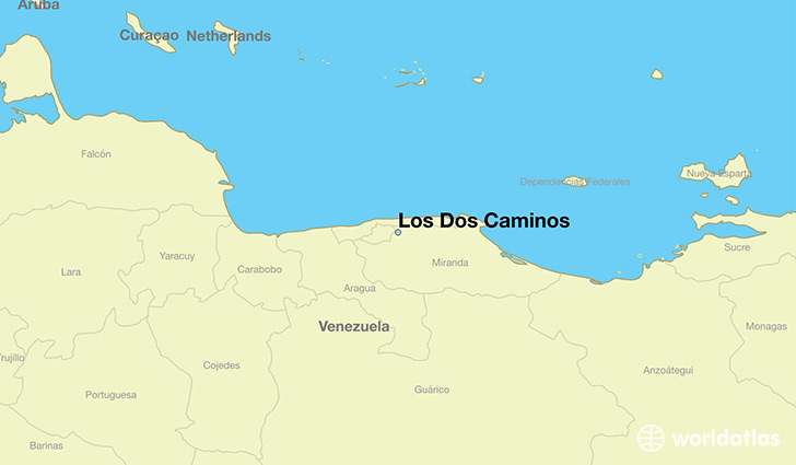 map showing the location of Los Dos Caminos