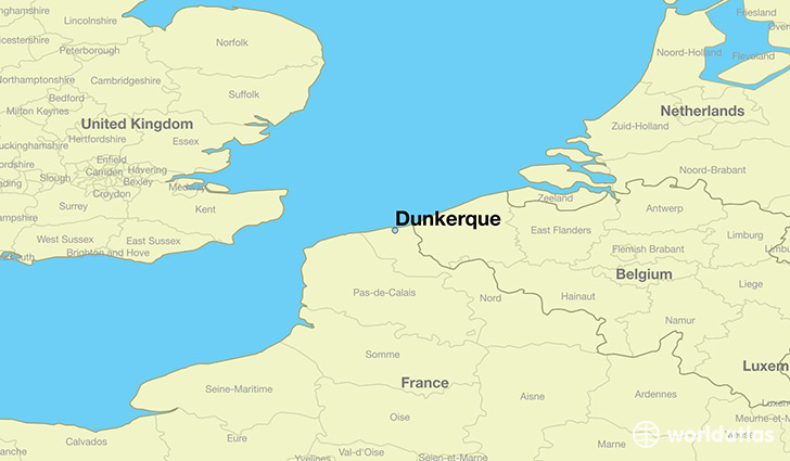 map showing the location of Dunkerque