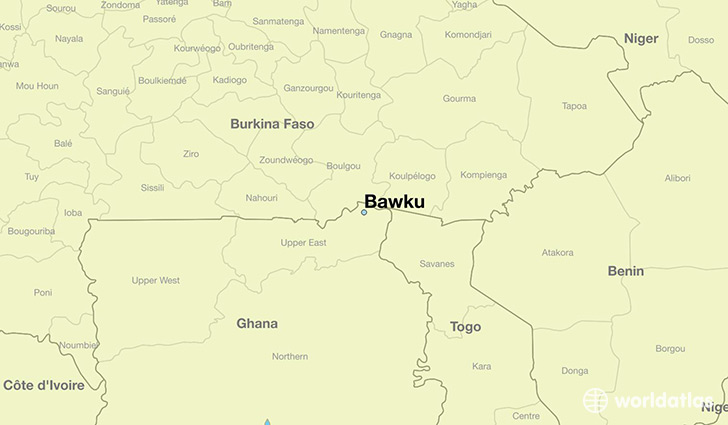 map showing the location of Bawku