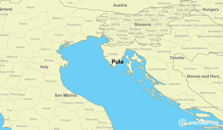 map showing the location of Pula