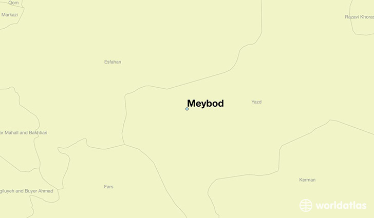 map showing the location of Meybod