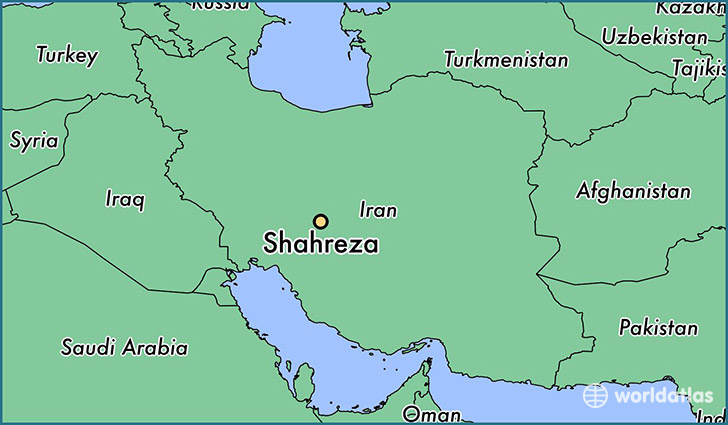 map showing the location of Shahreza