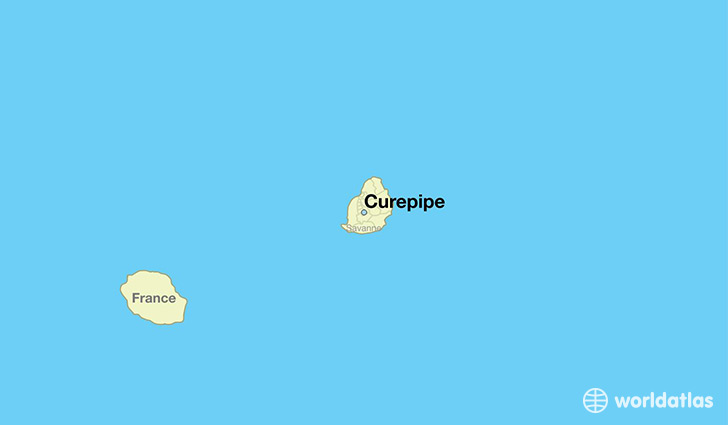 map showing the location of Curepipe