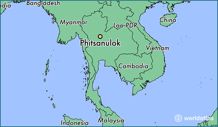 map showing the location of Phitsanulok