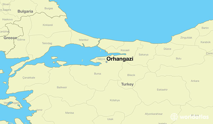 map showing the location of Orhangazi