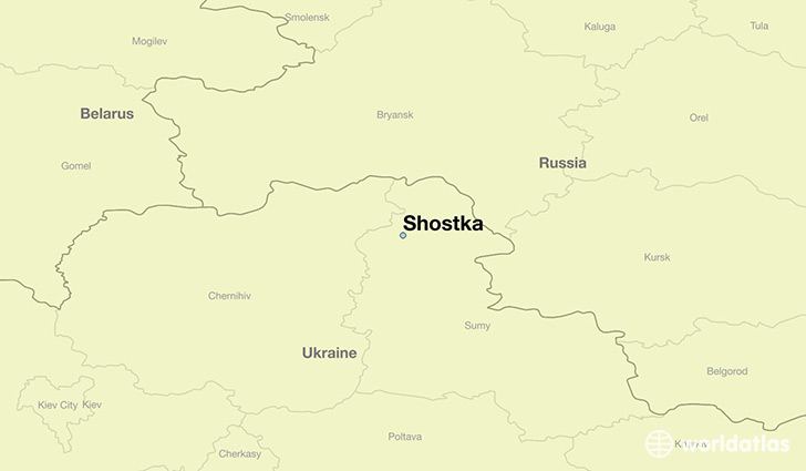 map showing the location of Shostka