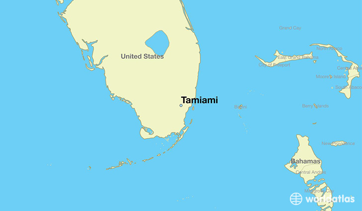 map showing the location of Tamiami