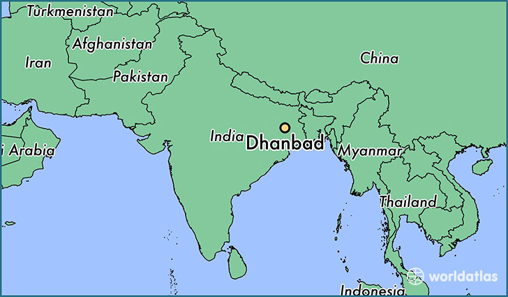 map showing the location of Dhanbad