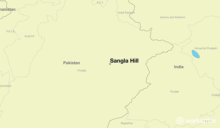 map showing the location of Sangla Hill