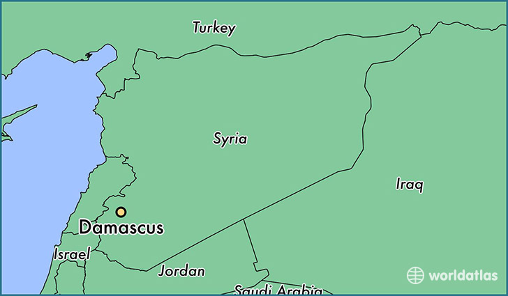 map showing the location of Damascus