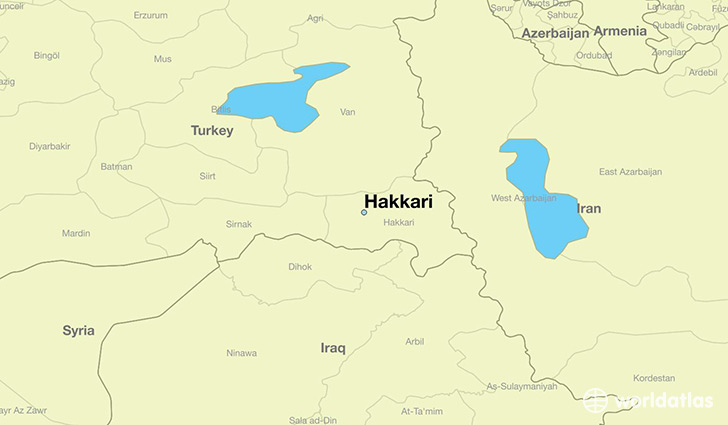 map showing the location of Hakkari