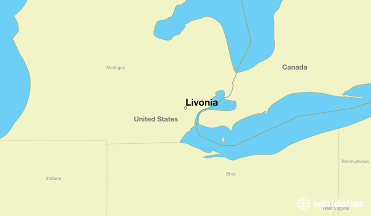 map showing the location of Livonia