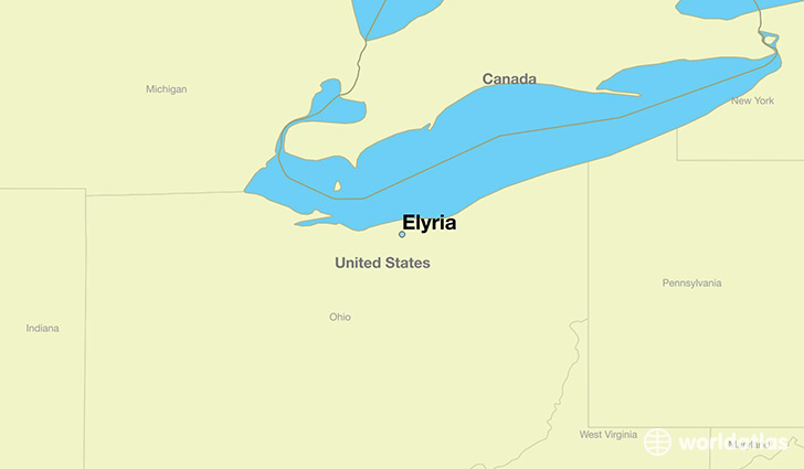 map showing the location of Elyria