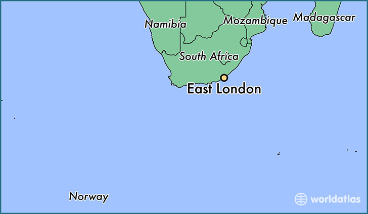 map showing the location of East London