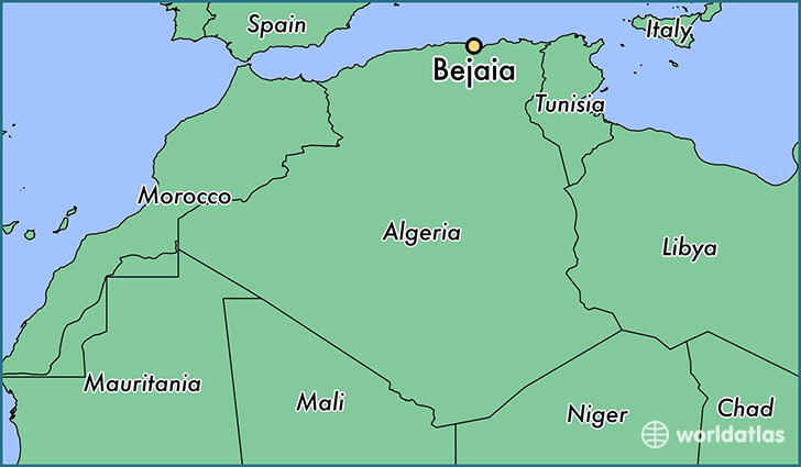 map showing the location of Bejaia