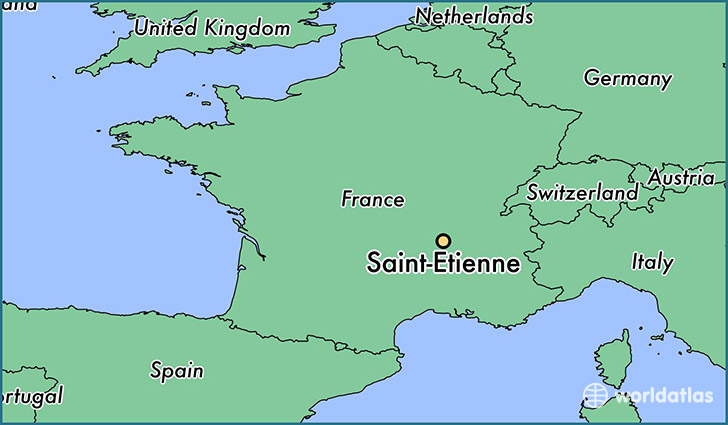 map showing the location of Saint-Etienne