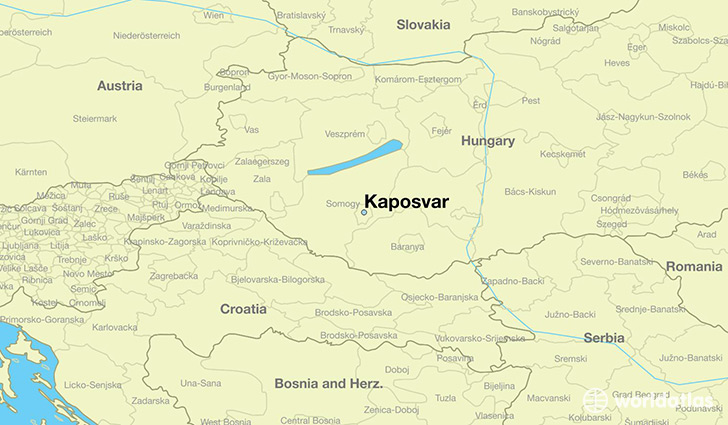 map showing the location of Kaposvar