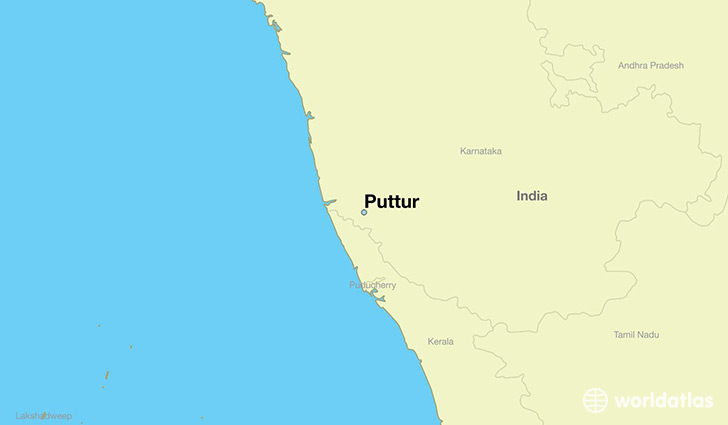 map showing the location of Puttur