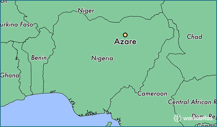 map showing the location of Azare