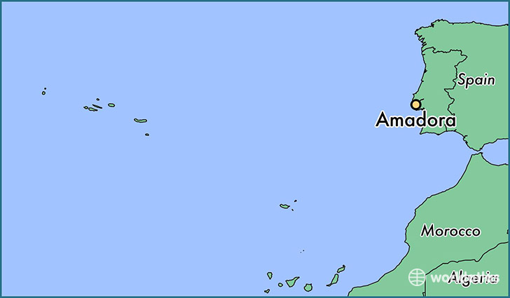 map showing the location of Amadora