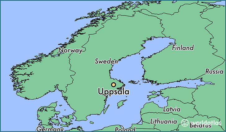 map showing the location of Uppsala