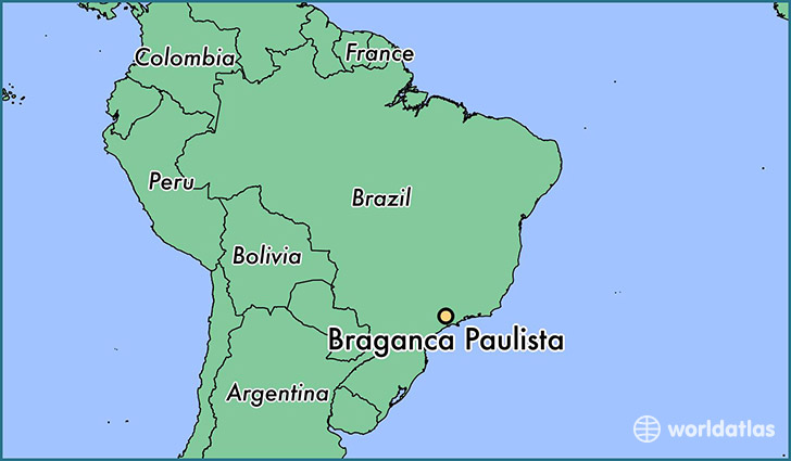 map showing the location of Braganca Paulista
