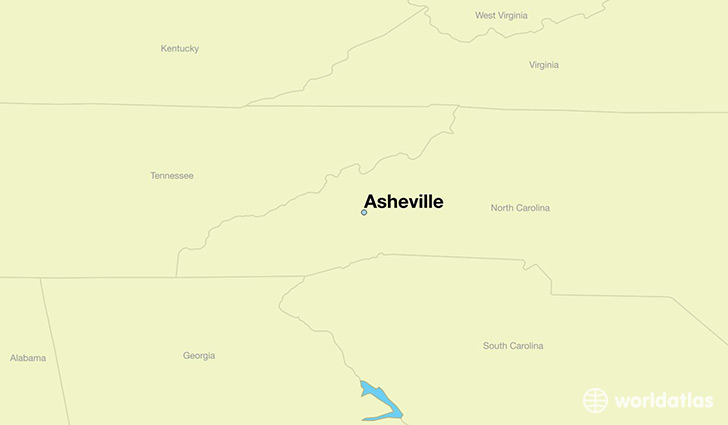 map showing the location of Asheville