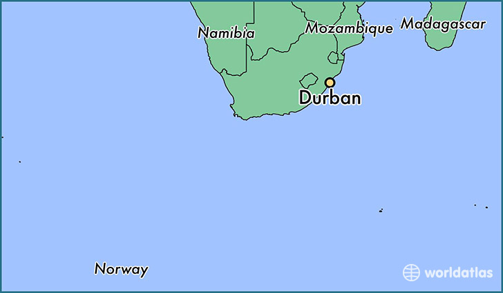 map showing the location of Durban