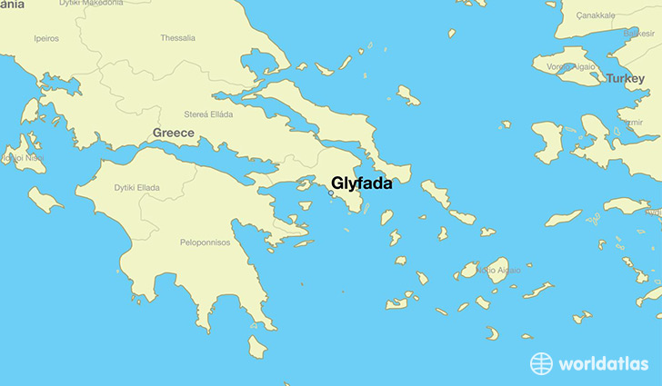 map showing the location of Glyfada