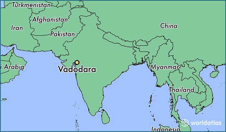 map showing the location of Vadodara
