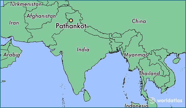 map showing the location of Pathankot