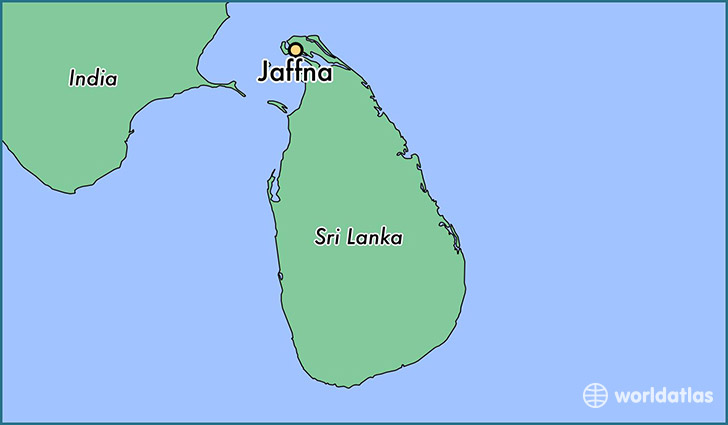 map showing the location of Jaffna