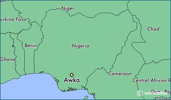 map showing the location of Awka