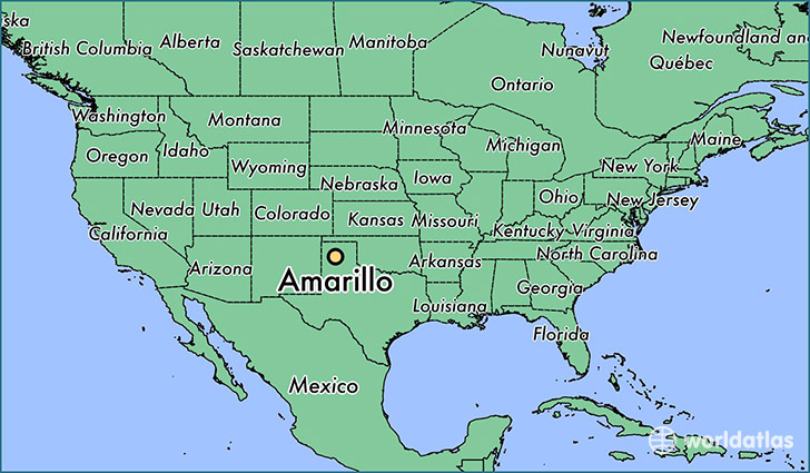 map showing the location of Amarillo
